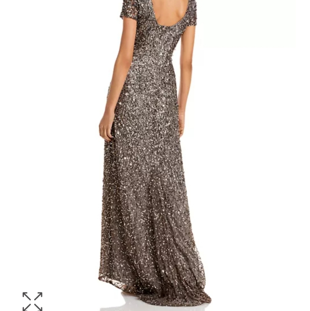 Adrianna Papell Silver Sequin Dress Size 6 - Picture 2 of 4